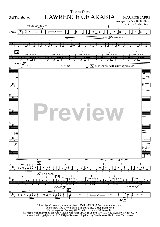 Lawrence of Arabia - Trombone 3