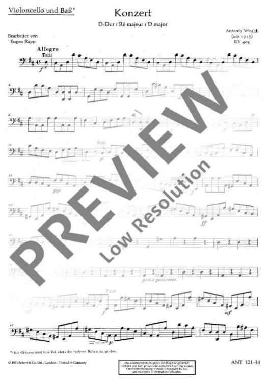 Concerto D Major - Cello/double Bass