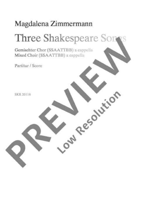 Three Shakespeare Songs - Choral Score