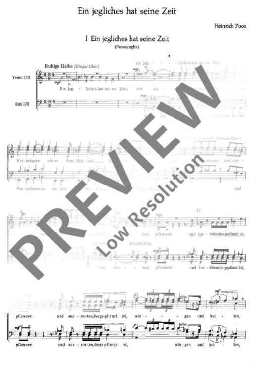 Ein jegliches hat seine Zeit - Choral Score