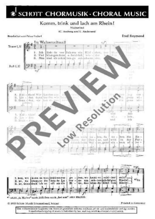 Komm, trink und lach am Rhein! - Choral Score
