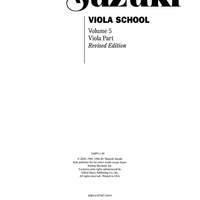 Suzuki Viola School, Volume 5 - Viola Part