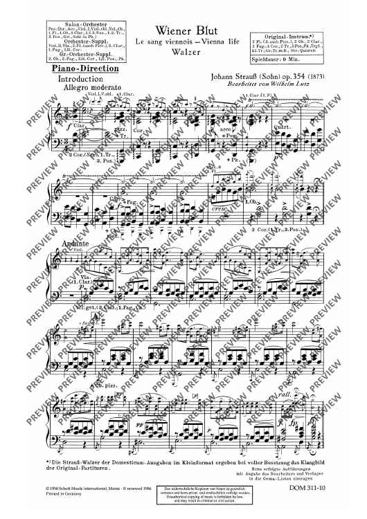 Wiener Blut - Score and Parts