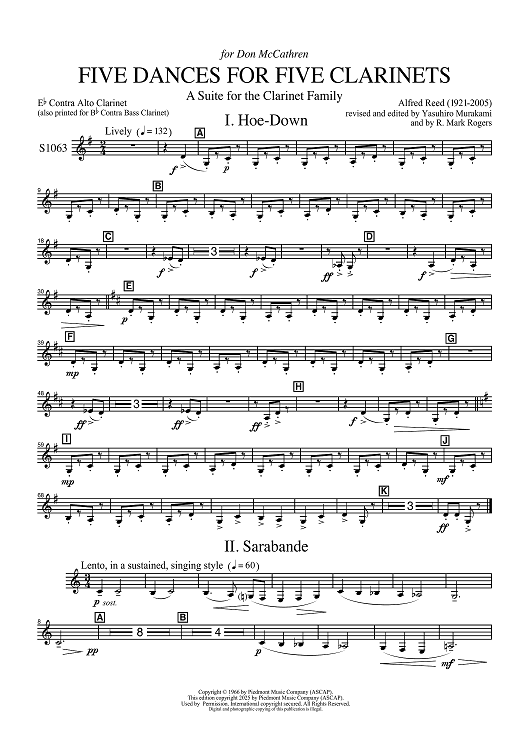 Five Dances for Five Clarinets - Eb Contra Alto Clarinet
