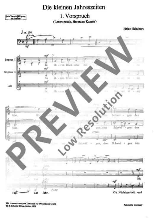 Die kleinen Jahreszeiten - Choral Score