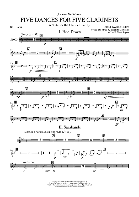 Five Dances for Five Clarinets - 4th F Horns