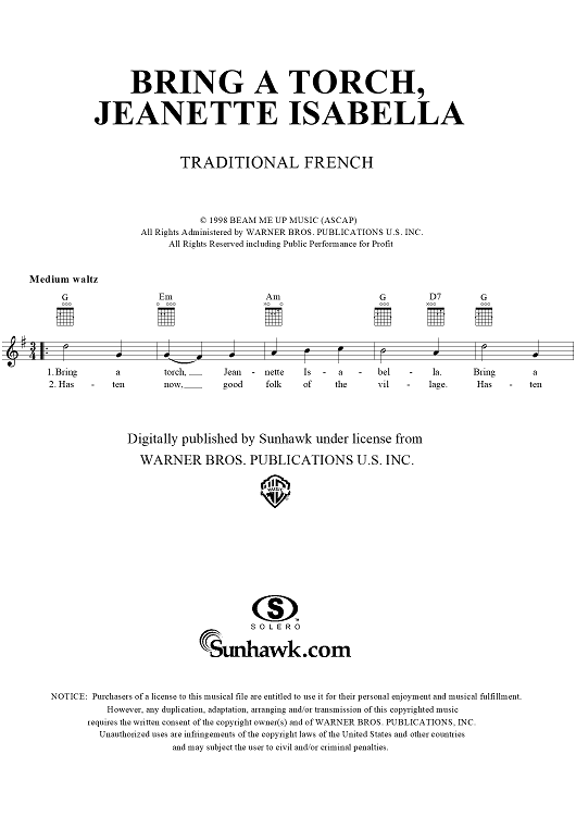 Bring a Torch, Jeanette Isabella