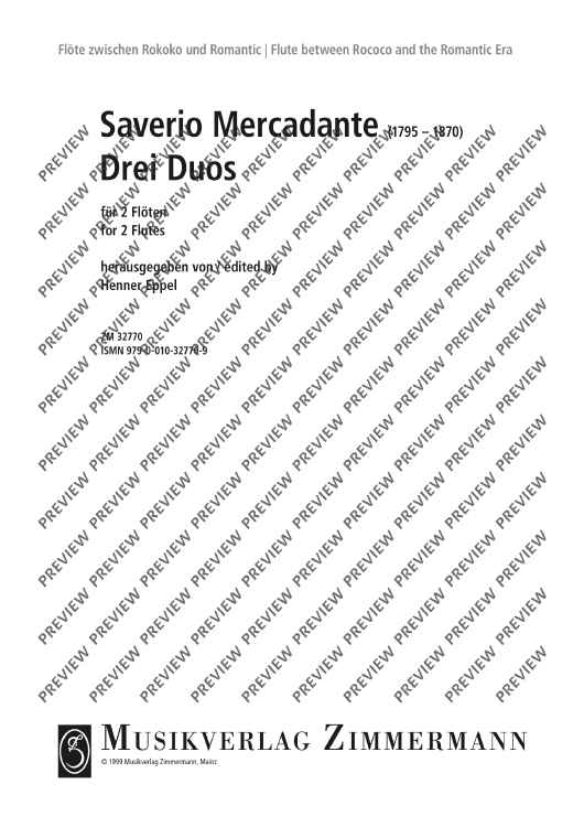 3 Duets F major, E minor, C major - Score and Parts
