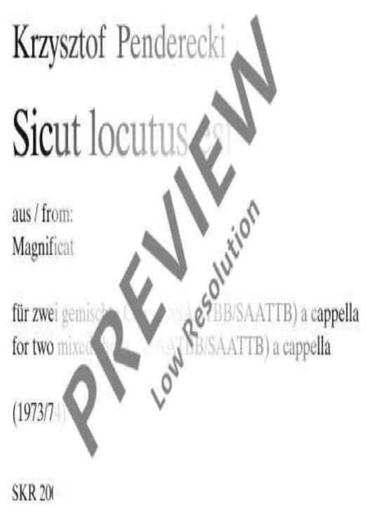 Sicut locutus est - Choral Score