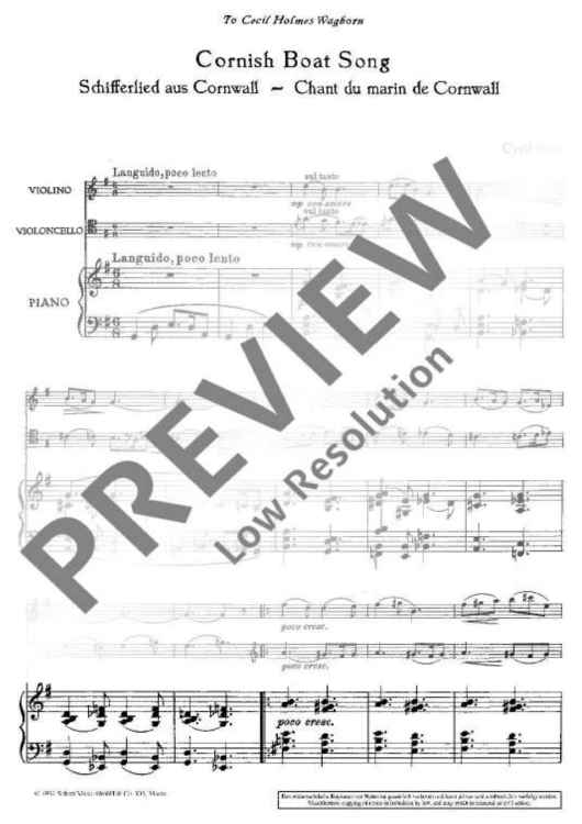 Cornish Boat Song - Set of Parts