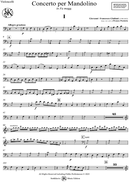 Concerto for Mandolin and Orchestra in F major - Cello