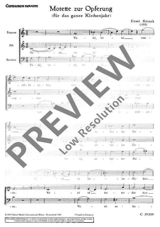 Motette zur Opferung - Choral Score