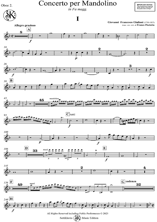 Concerto for Mandolin and Orchestra in F major - Oboe 2