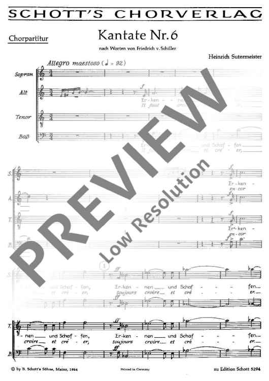 Kantate Nr. 6 - Choral Score