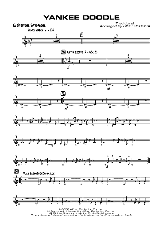 Yankee Doodle - E-flat Baritone Saxophone