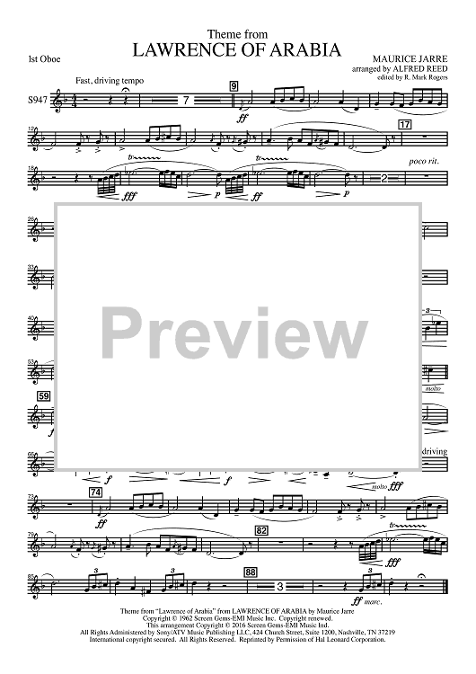 Lawrence of Arabia - Oboe 1
