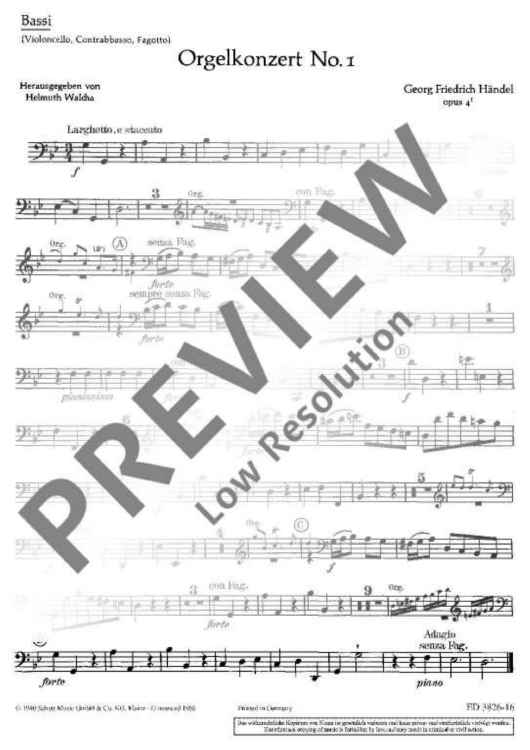 Organ Concerto No. 1 G Minor - Bassi/bassoon