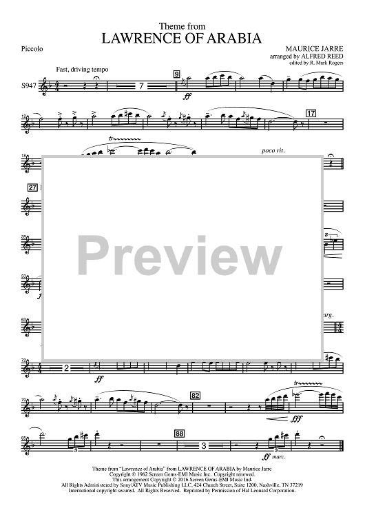 Lawrence of Arabia - Piccolo