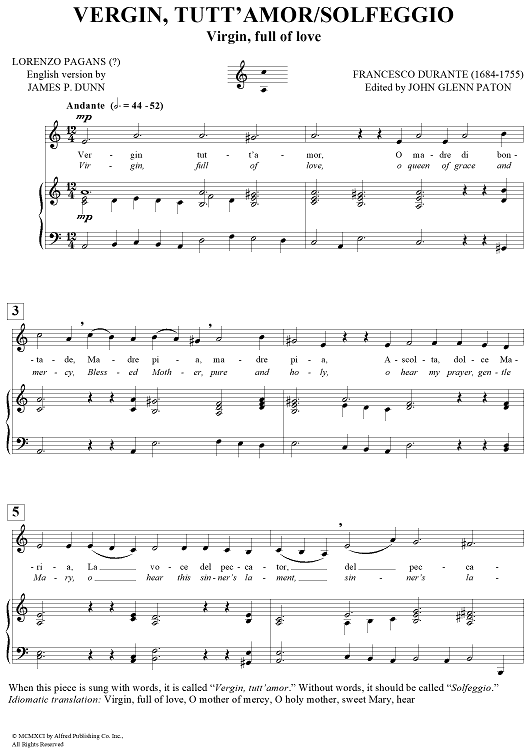 Vergin, Tutt’ Amor / Solfeggio (Virgin, full of love)