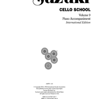 Suzuki Cello School, Volume 9 - Cello Part & Accompaniment Book