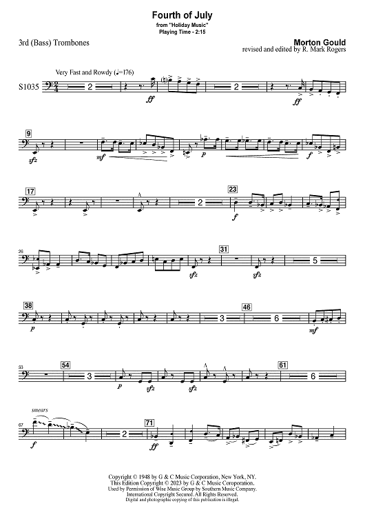 Fourth of July - Trombone 3 (Bass Trombone)