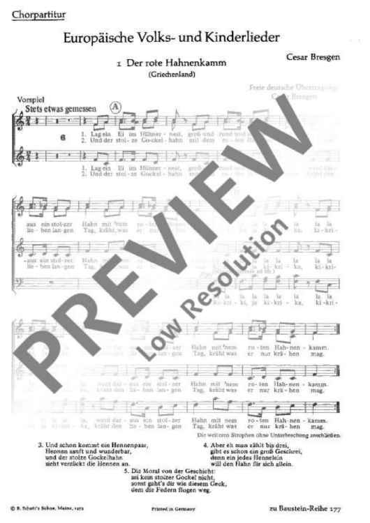 Europäische Volks- und Kinderlieder - Choral Score