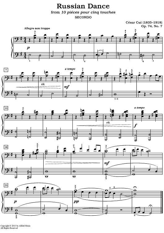 Russian Dance, Op. 74, No. 7 (from 10 pièces pour cinq touches)