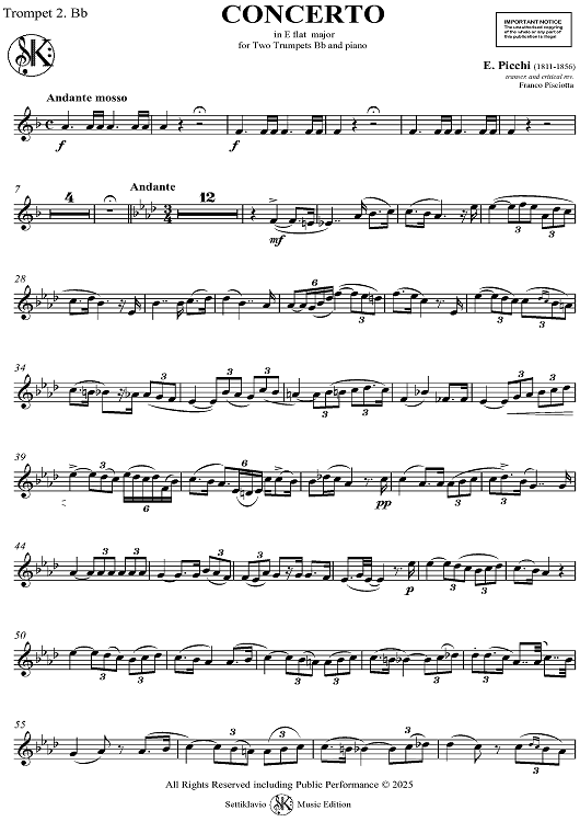Concerto in E flat Major for 2 Trumpets in Bb - Bb Trumpet 2