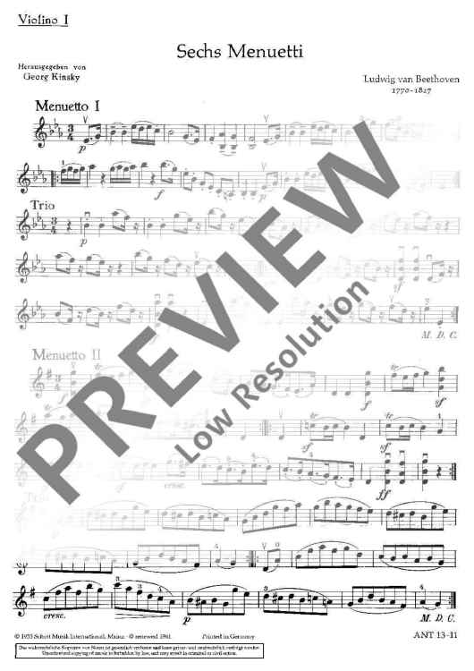 6 Menuetti - Violin I