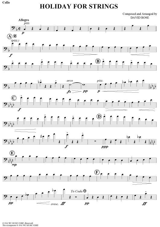 Holiday for Strings - Cello