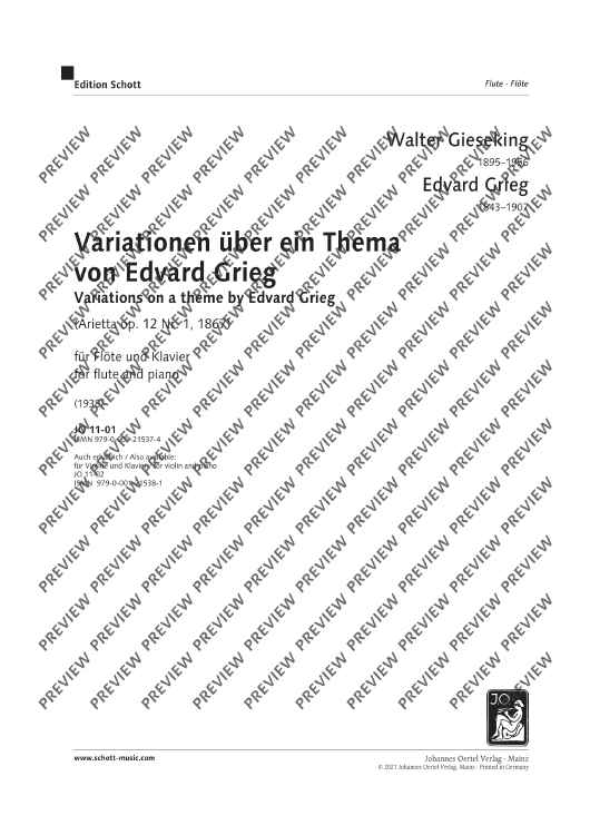 Variations on a theme by Edvard Grieg - Piano Score and Solo Part