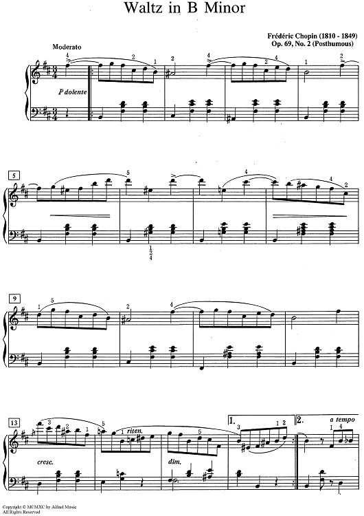 Waltz in B Minor [Op. 69, No. 2]