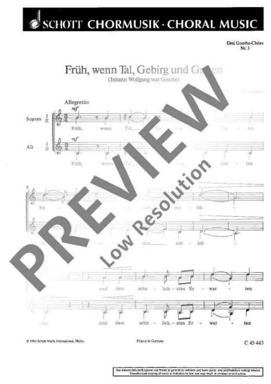 Drei Goethe-Chöre - Choral Score
