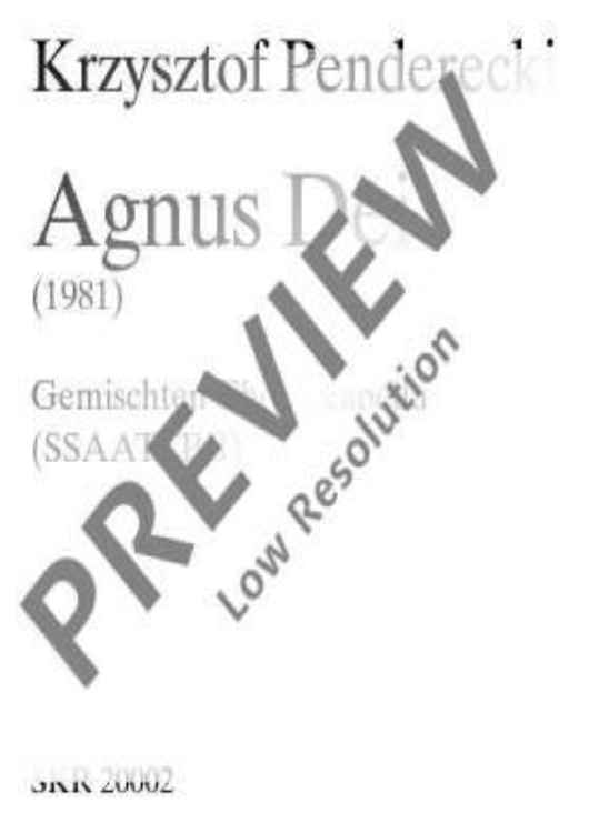 Agnus Dei - Choral Score