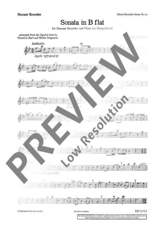 Sonata in Bb Major - Descant Recorder