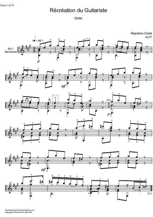 Récréation du Guitariste Op.51 - Guitar