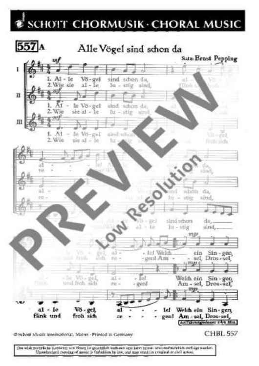 Alle Vögel sind schon da / Schlaf, Kindchen, schlaf - Choral Score