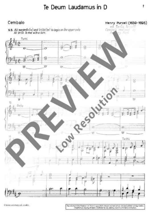 Te Deum and Jubilate in D major - Basso Continuo