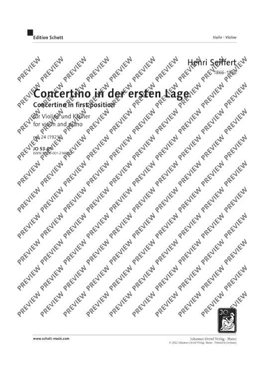 Concertino in D Major - Score and Parts