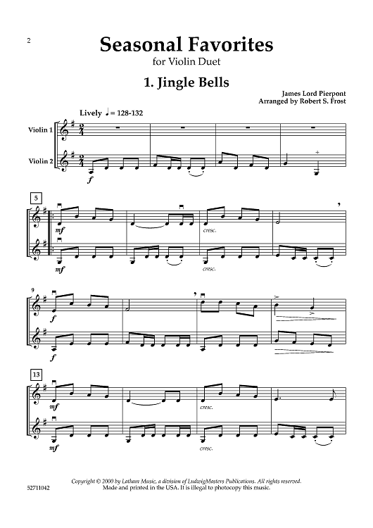 Seasonal Favorites for Violin Duet