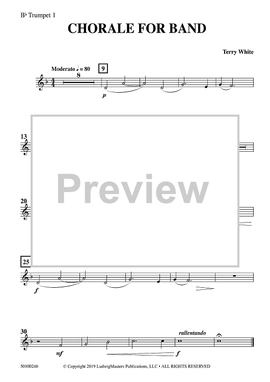 Chorale For Band - Bb Trumpet 1