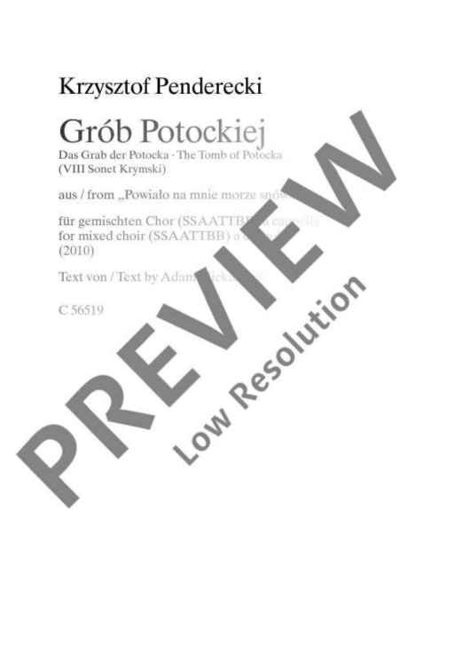 Grób Potockiej - Choral Score