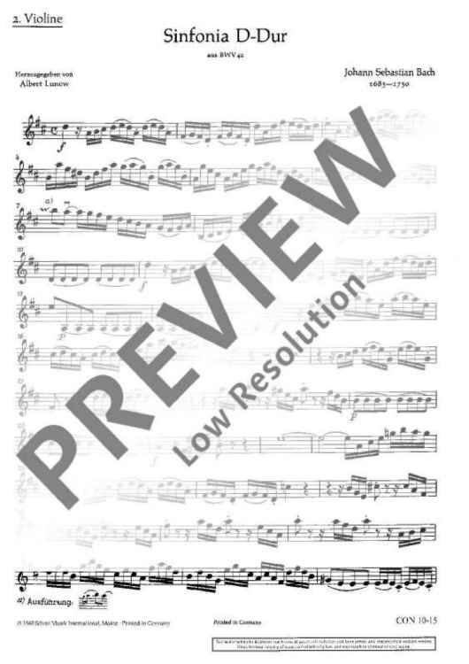 Sinfonia in D major - Violin II