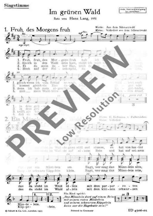 Im grünen Wald - Choral Score