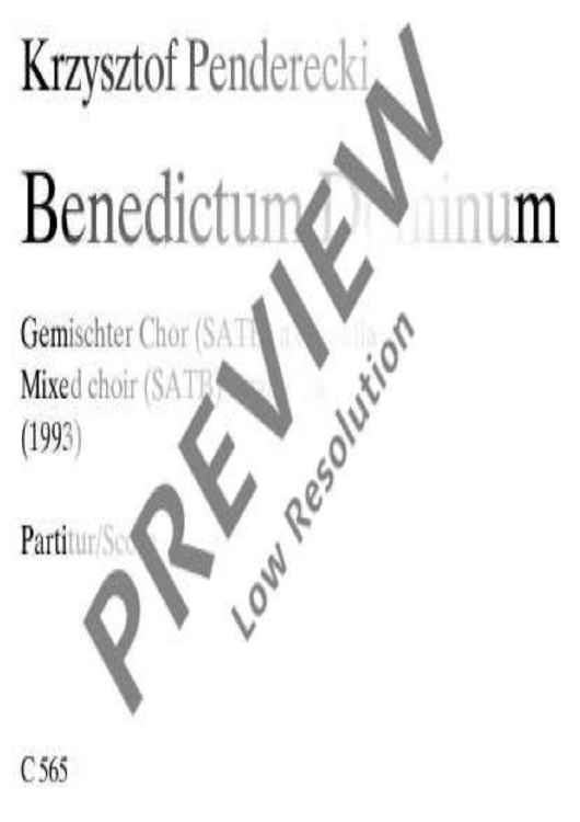 Benedictus - Choral Score