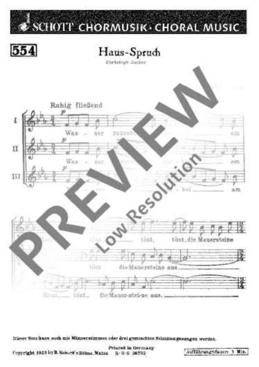 Hausspruch - Choral Score