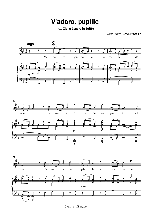 V'adoro, pupille - from Giulio Cesare in Eggito HWV 17