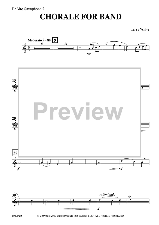 Chorale For Band - Eb Alto Sax 2
