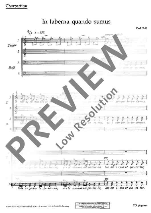 In taberna quando sumus - Choral Score
