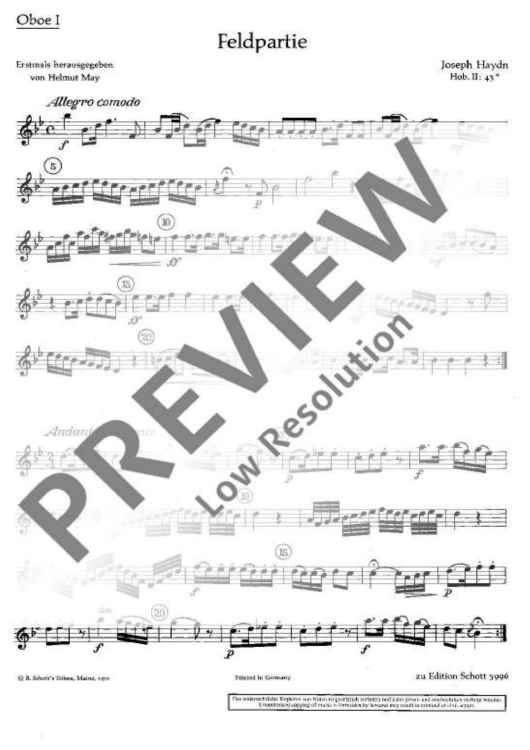 Feldpartie in G minor - Oboe I